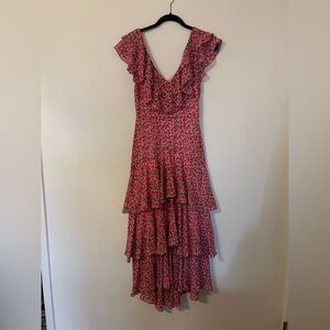Wayf Floral Tiered Maxi Dress - Red and Pink